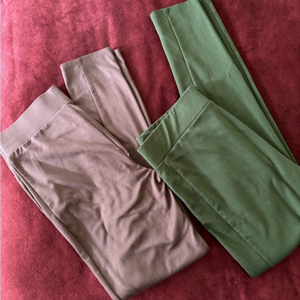 Cotton lightweight leggings - brown and olive green